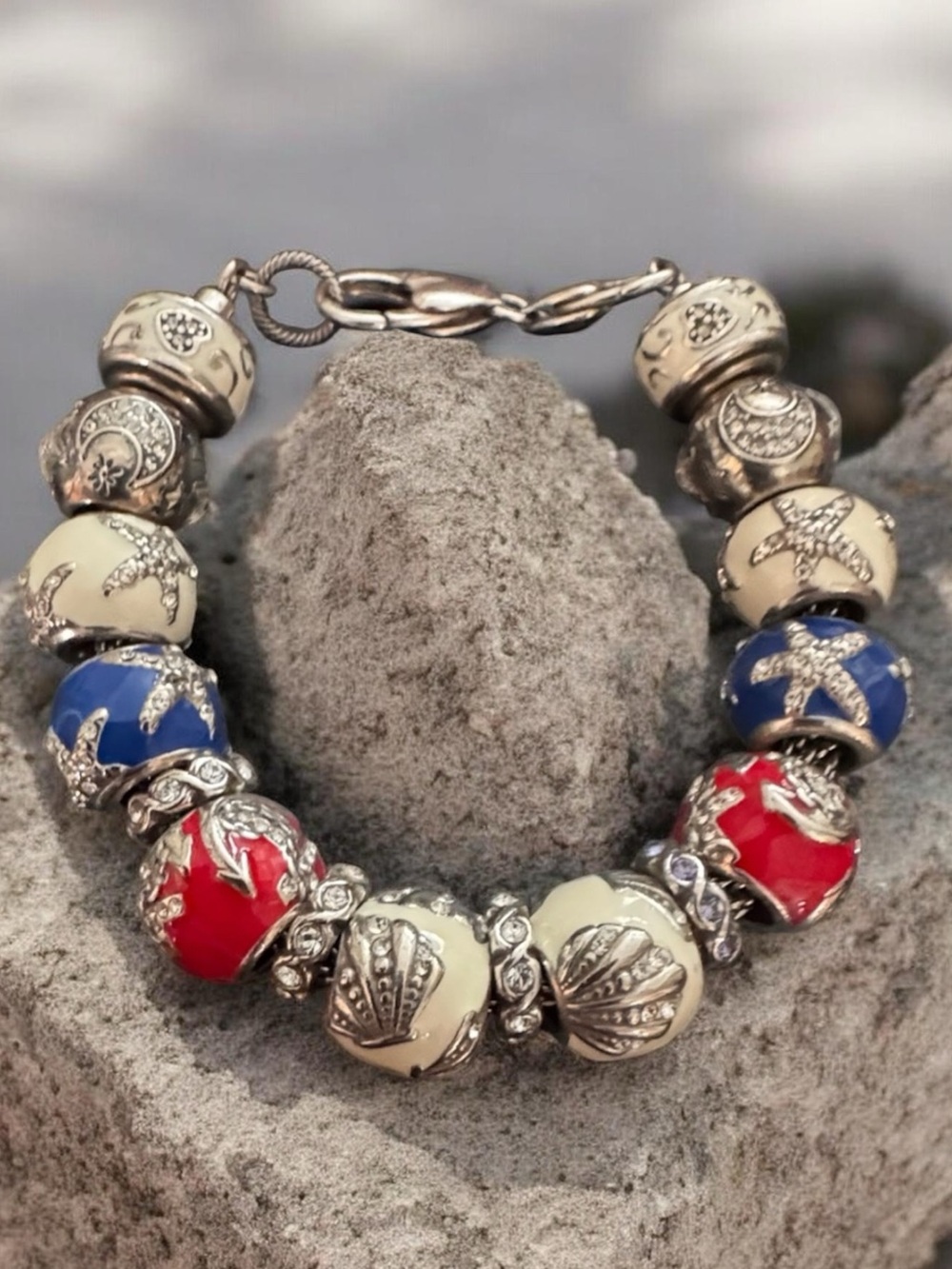 Brighton Nautical Charm Bracelet - 16 Charms - Shells, Anchors, Starfish